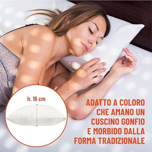 Guanciale fiocco di memory, cuscino memory foam traspirante, anallergico e antiacaro. Made in Italy 100%