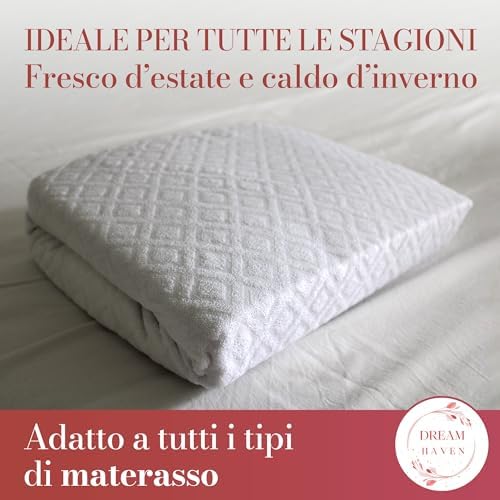 Copri materasso Matrimoniale 180x200 Elastico e Traspirante in Spugna Jacquard con Angoli, Coprimaterasso Antiacaro