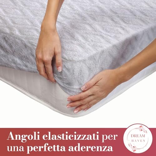 Copri materasso Matrimoniale 180x200 Elastico e Traspirante in Spugna Jacquard con Angoli, Coprimaterasso Antiacaro