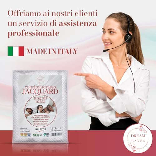 Copri materasso Matrimoniale 180x200 Elastico e Traspirante in Spugna Jacquard con Angoli, Coprimaterasso Antiacaro