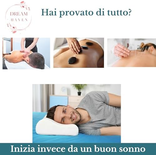 Cuscino Cervicale per Dormire Ortopedico, Guanciale Memory Foam Antirussamento, Supporto per il Collo e Antireflusso, Cuscino letto Ergonomico con Federa Lavabile Anti acaro e Anallergico