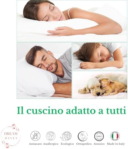 Cuscino Memory Foam a Saponetta con Federa in Aloe Vera, Cuscino letto Cervicale e Ortopedico, Guanciale Letto Anti Acaro e Anallergico