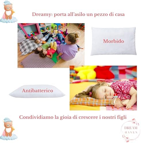 Cuscino Lettino Bambino, Cuscino culla 40x60, Cuscino Asilo Traspirante Antiacaro, Cuscino Antisoffoco 100% Cotone Made in Italy