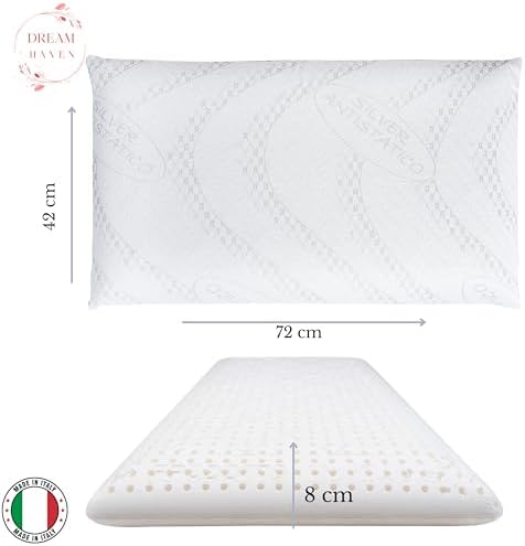 Cuscino Basso Cervicale 8 cm in Memory Foam, Cuscino letto ideale per Bambini, Ragazzi e Adulti, Anallergico e Antiacaro con Federa in Silver, Cuscino Memory Foam 100% Made in Italy