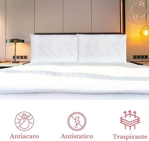 DREAM HAVEN - Federa Cuscino Letto - Copricuscino Letto con Trattamento Silver Antistatico - Copricuscino Letto Antibatterico - Federa per Cuscino Basso fino a 8 cm