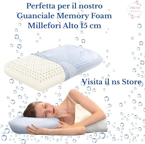 DREAM HAVEN- Federa Cuscino Letto 50x80 - Copricuscino Letto con Trattamento Ossigeno Terapia – Copri Cuscino Letto Morbido e Traspirante – Federa Cuscino per Pelli Sensibili