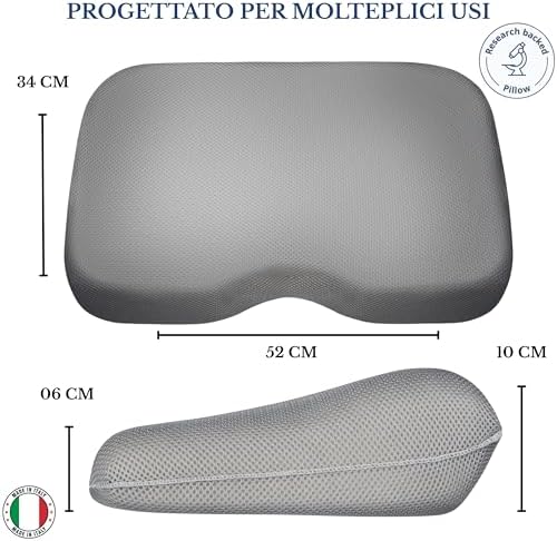 Memory foam travel pillow, multipurpose pillow suitable as a camping pillow, chair pillow and leg pillow, with 3D breathable cover, high quality and maximum comfort