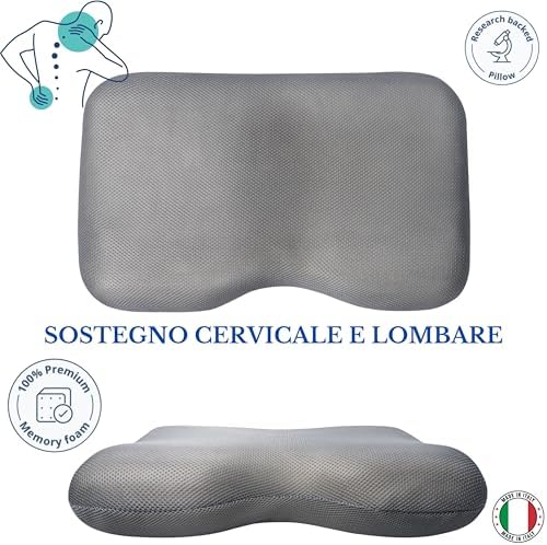 Cuscino da Viaggio memory foam, Cuscino Multiuso adatto come Cuscino Campeggio, Cuscino Sedia e cuscino gambe, con Federa Traspirante in 3D, alta qualità e massima comodità