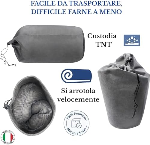 Memory foam travel pillow, multipurpose pillow suitable as a camping pillow, chair pillow and leg pillow, with 3D breathable cover, high quality and maximum comfort