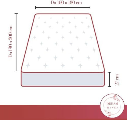 Copri materasso Matrimoniale 180x200 Elastico e Traspirante in Spugna Jacquard con Angoli, Coprimaterasso Antiacaro
