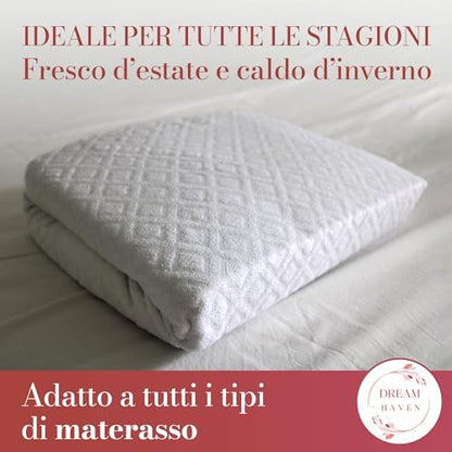 Copri materasso Matrimoniale 180x200 Elastico e Traspirante in Spugna Jacquard con Angoli, Coprimaterasso Antiacaro