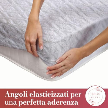Copri materasso Matrimoniale 180x200 Elastico e Traspirante in Spugna Jacquard con Angoli, Coprimaterasso Antiacaro