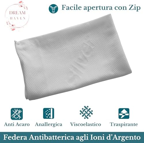 Cervical Pillow for Sleeping Orthopedic, Anti-Snoring Memory Foam Pillow, Neck Support and Anti-Reflux, Ergonomic Bed Pillow with Washable Anti-Mite and Hypoallergenic Pillowcase 
