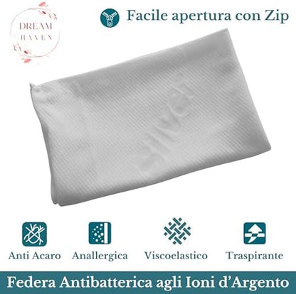 Cervical Pillow for Sleeping Orthopedic, Anti-Snoring Memory Foam Pillow, Neck Support and Anti-Reflux, Ergonomic Bed Pillow with Washable Anti-Mite and Hypoallergenic Pillowcase 