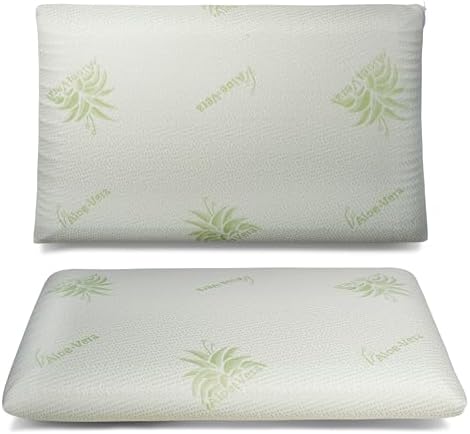 Cuscino Memory Foam a Saponetta con Federa in Aloe Vera, Cuscino letto Cervicale e Ortopedico, Guanciale Letto Anti Acaro e Anallergico