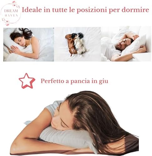 Cuscino Basso Cervicale 8 cm in Memory Foam, Cuscino letto ideale per Bambini, Ragazzi e Adulti, Anallergico e Antiacaro con Federa in Silver, Cuscino Memory Foam 100% Made in Italy