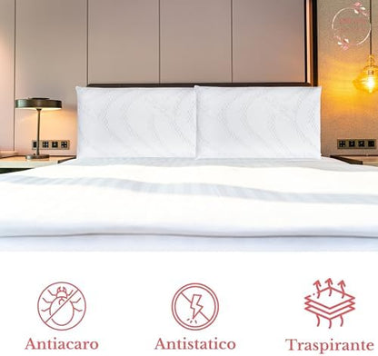 DREAM HAVEN - Federa Cuscino Letto - Copricuscino Letto con Trattamento Silver Antistatico - Copricuscino Letto Antibatterico - Federa per Cuscino Basso fino a 8 cm