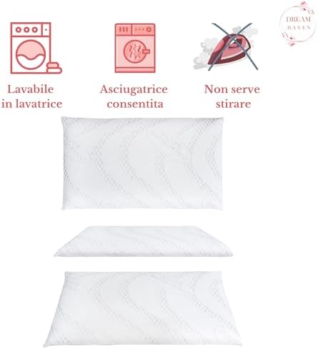 DREAM HAVEN - Federa Cuscino Letto - Copricuscino Letto con Trattamento Silver Antistatico - Copricuscino Letto Antibatterico - Federa per Cuscino Basso fino a 8 cm