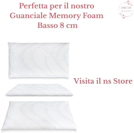 DREAM HAVEN - Federa Cuscino Letto - Copricuscino Letto con Trattamento Silver Antistatico - Copricuscino Letto Antibatterico - Federa per Cuscino Basso fino a 8 cm