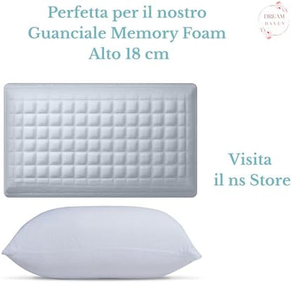 DREAM HAVEN- Federe Cuscino Letto 50x80, Copricuscino Letto per Cuscini Alti fino a 18 cm, Copri Cuscino Letto Made in Italy