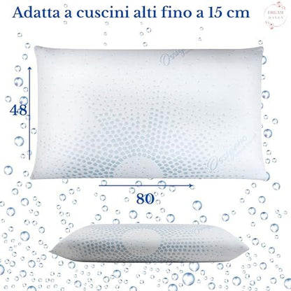 DREAM HAVEN- Federa Cuscino Letto 50x80 - Copricuscino Letto con Trattamento Ossigeno Terapia – Copri Cuscino Letto Morbido e Traspirante – Federa Cuscino per Pelli Sensibili
