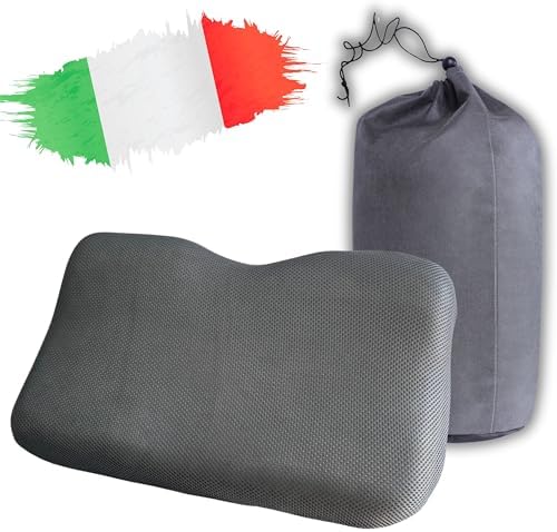 Cuscino da Viaggio memory foam, Cuscino Multiuso adatto come Cuscino Campeggio, Cuscino Sedia e cuscino gambe, con Federa Traspirante in 3D, alta qualità e massima comodità